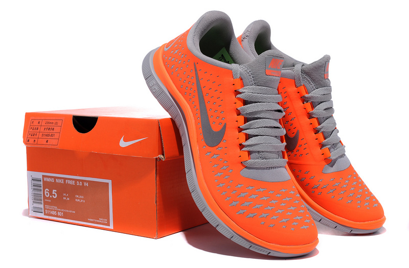 Hot Nike Free3.0 Women Shoes Gray/Orangered